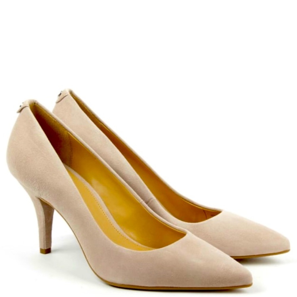 Michael Kors! Nude Flex Mid Pump Suede Heels!